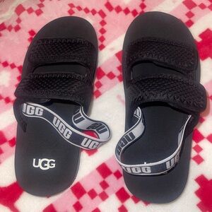 UGG Kids Black Sandals NWOT with Logo Strap